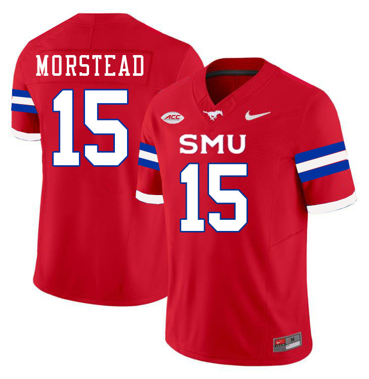 SMU Mustangs #15 Thomas Morstead Jersey College Football Uniforms-Red